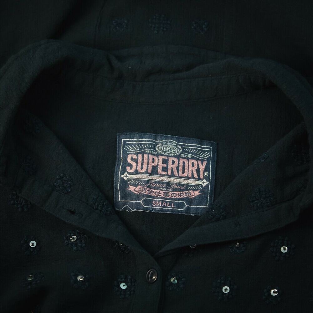 Superdry S Navy Embroidered Sequin Top - Picture 6 of 8